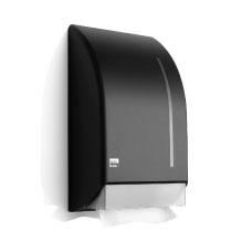 Satino Black handdoekdispenser, gerecycled kunststof, mat zwart. 